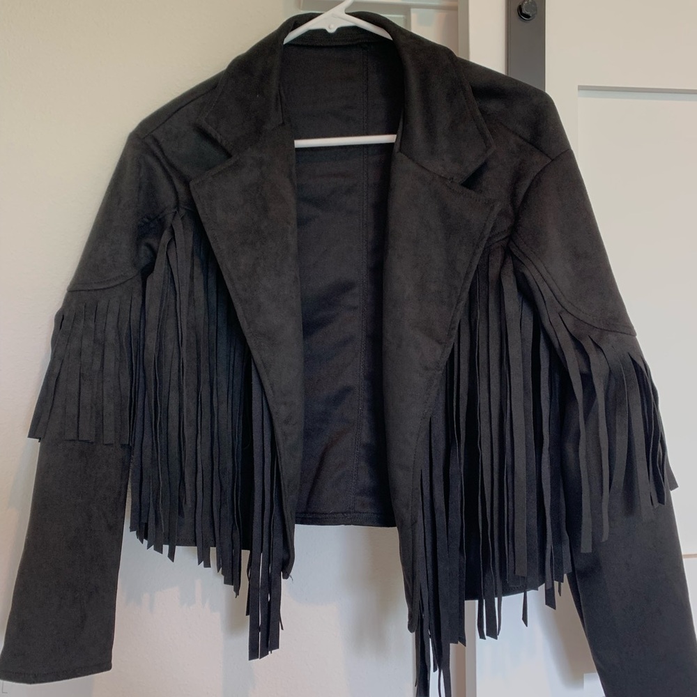 Black fringe jacket brand new